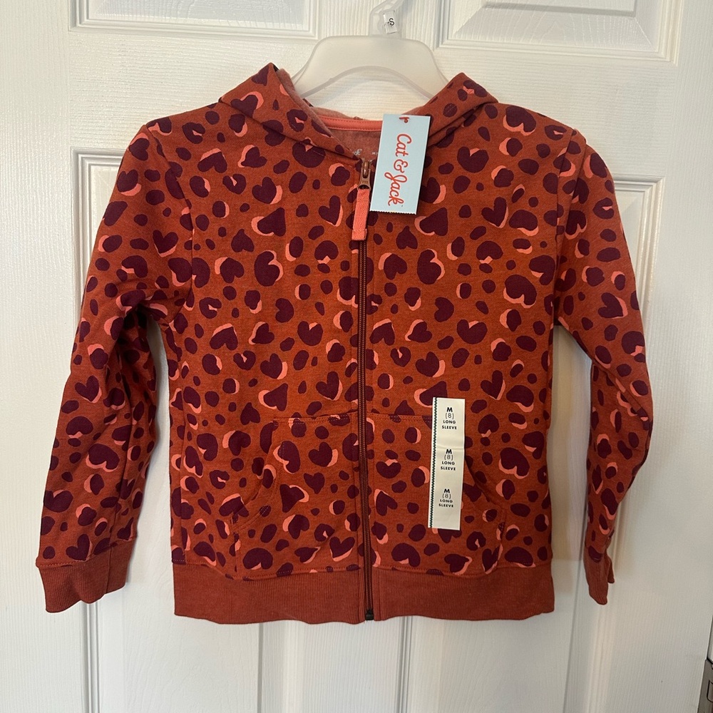 NEW Cat & Jack girls animal print zipup jacket sweatshirt size MEDIUM 8